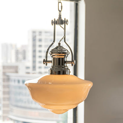 Lavagna Schoolhouse Pendant Light Dia 11.8″ x H 19.3″ / Dia 30cm x H 43cm / Chrome & White Pendant light
