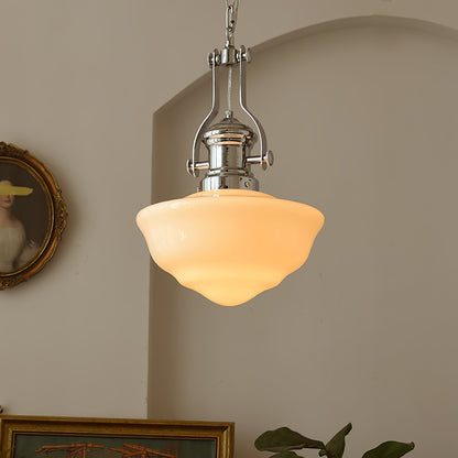 Lavagna Schoolhouse Pendant Light Dia 11.8″ x H 19.3″ / Dia 30cm x H 43cm / Chrome & White Pendant light