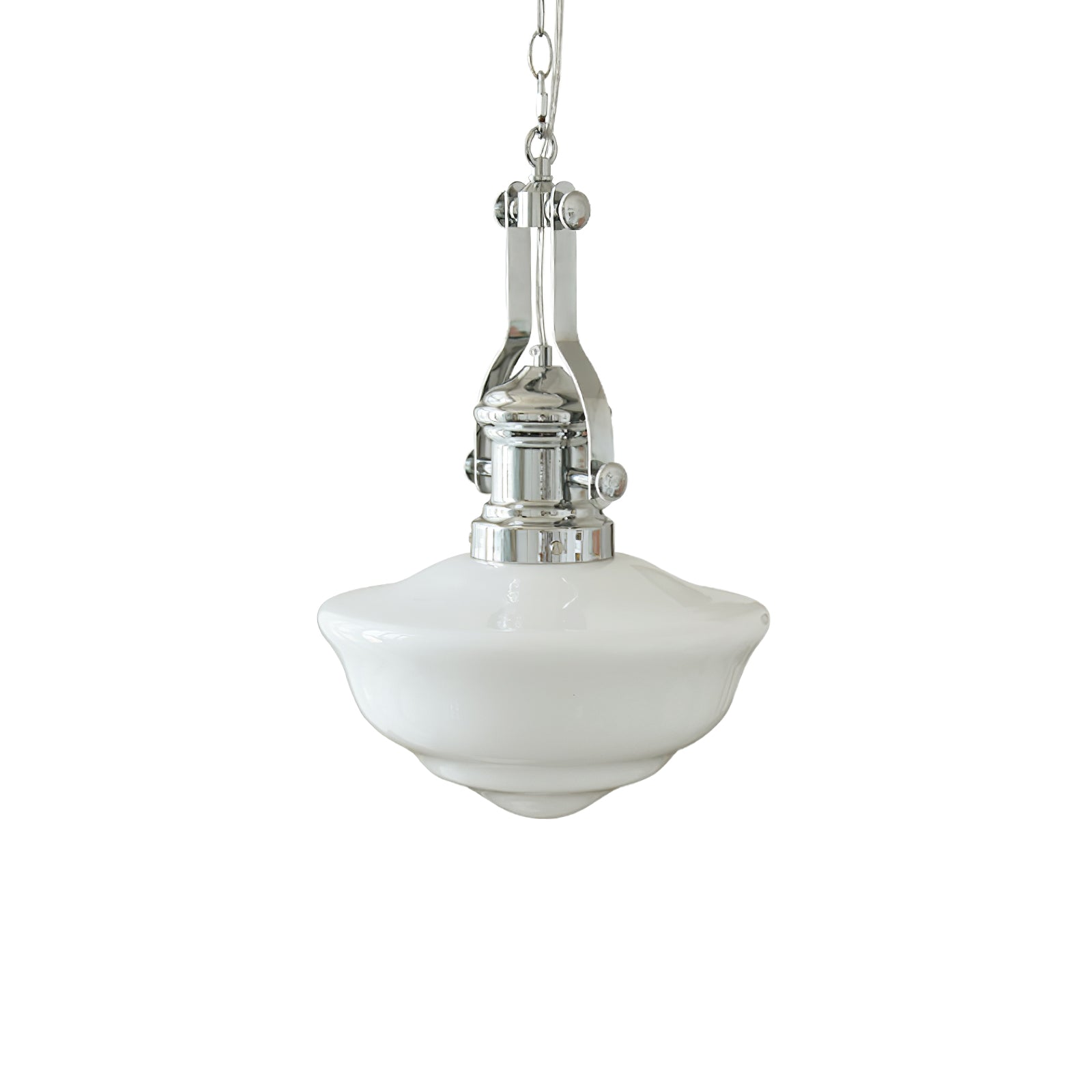 Lavagna Schoolhouse Pendant Light Dia 11.8″ x H 19.3″ / Dia 30cm x H 43cm / Chrome & White Pendant light