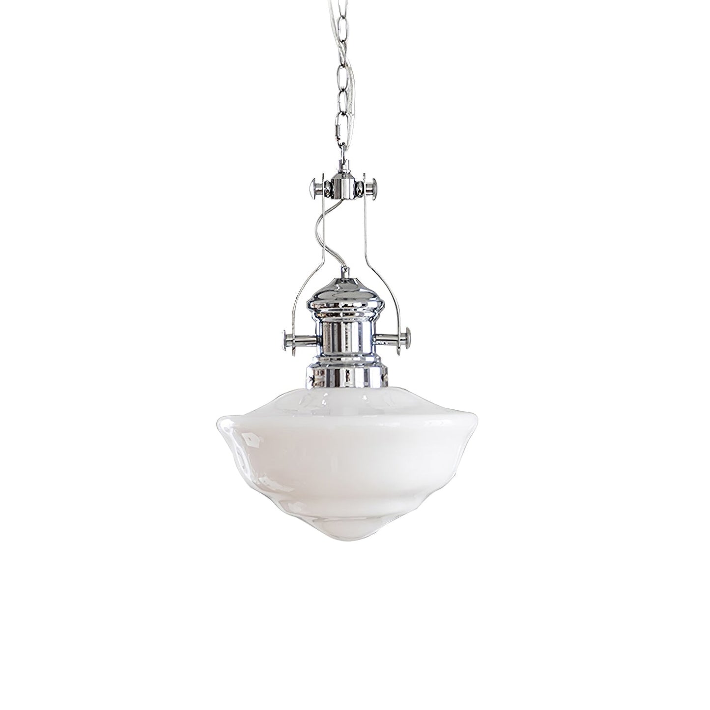 Lavagna Schoolhouse Pendant Light Dia 11.8″ x H 19.3″ / Dia 30cm x H 43cm / Chrome & White Pendant light