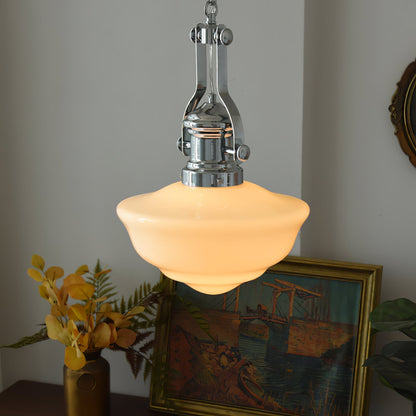 Lavagna Schoolhouse Pendant Light Dia 11.8″ x H 19.3″ / Dia 30cm x H 43cm / Chrome & White Pendant light