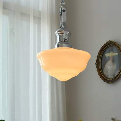 Lavagna Schoolhouse Pendant Light Dia 11.8″ x H 19.3″ / Dia 30cm x H 43cm / Chrome & White Pendant light
