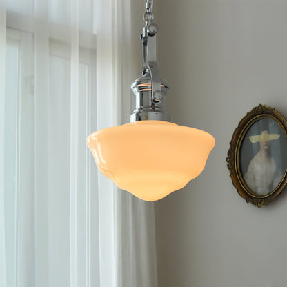 Lavagna Schoolhouse Pendant Light Dia 11.8″ x H 19.3″ / Dia 30cm x H 43cm / Chrome & White Pendant light