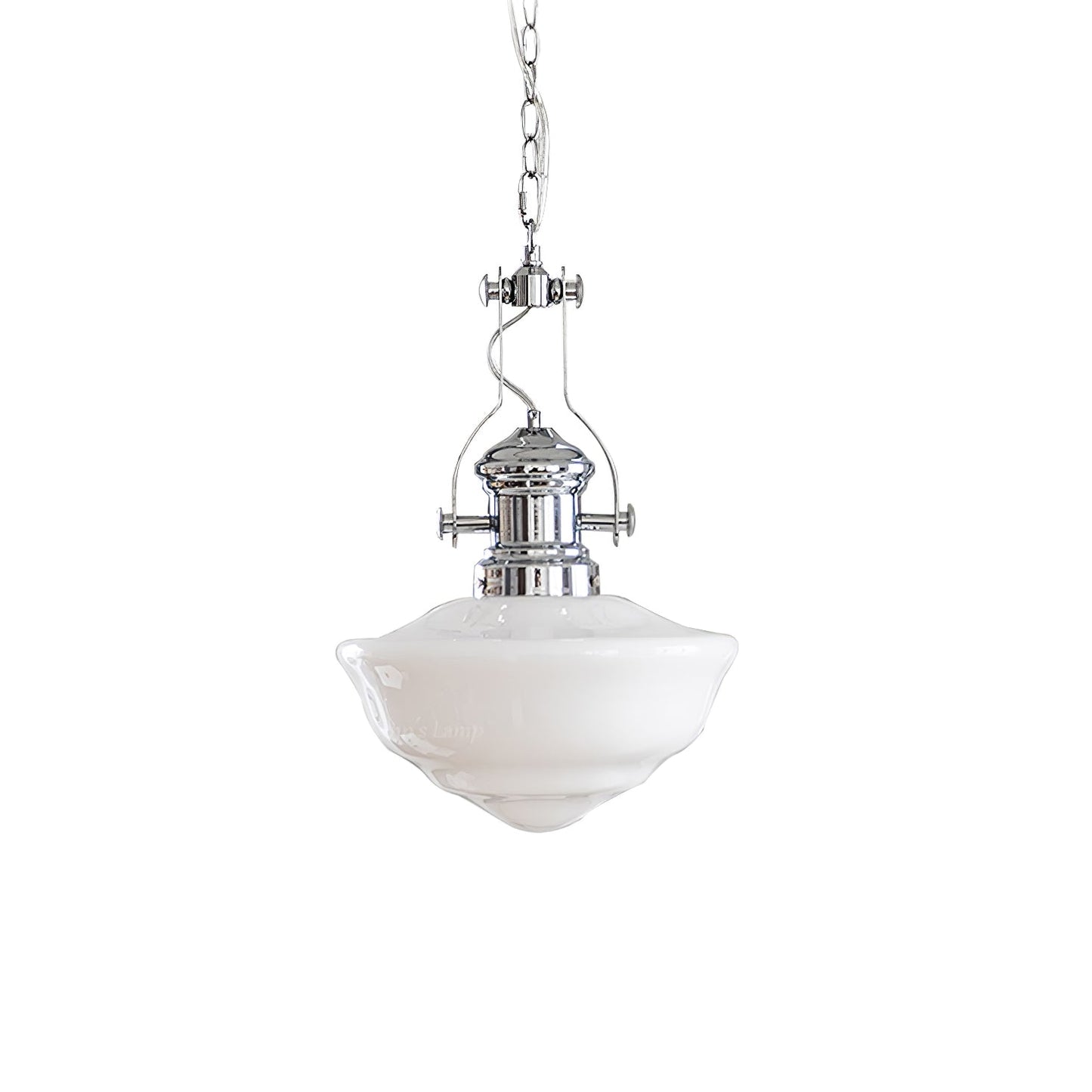 Lavagna Schoolhouse Pendant Light Dia 11.8″ x H 19.3″ / Dia 30cm x H 43cm / Chrome & White Pendant light