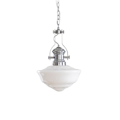 Lavagna Schoolhouse Pendant Light Dia 11.8″ x H 19.3″ / Dia 30cm x H 43cm / Chrome & White Pendant light