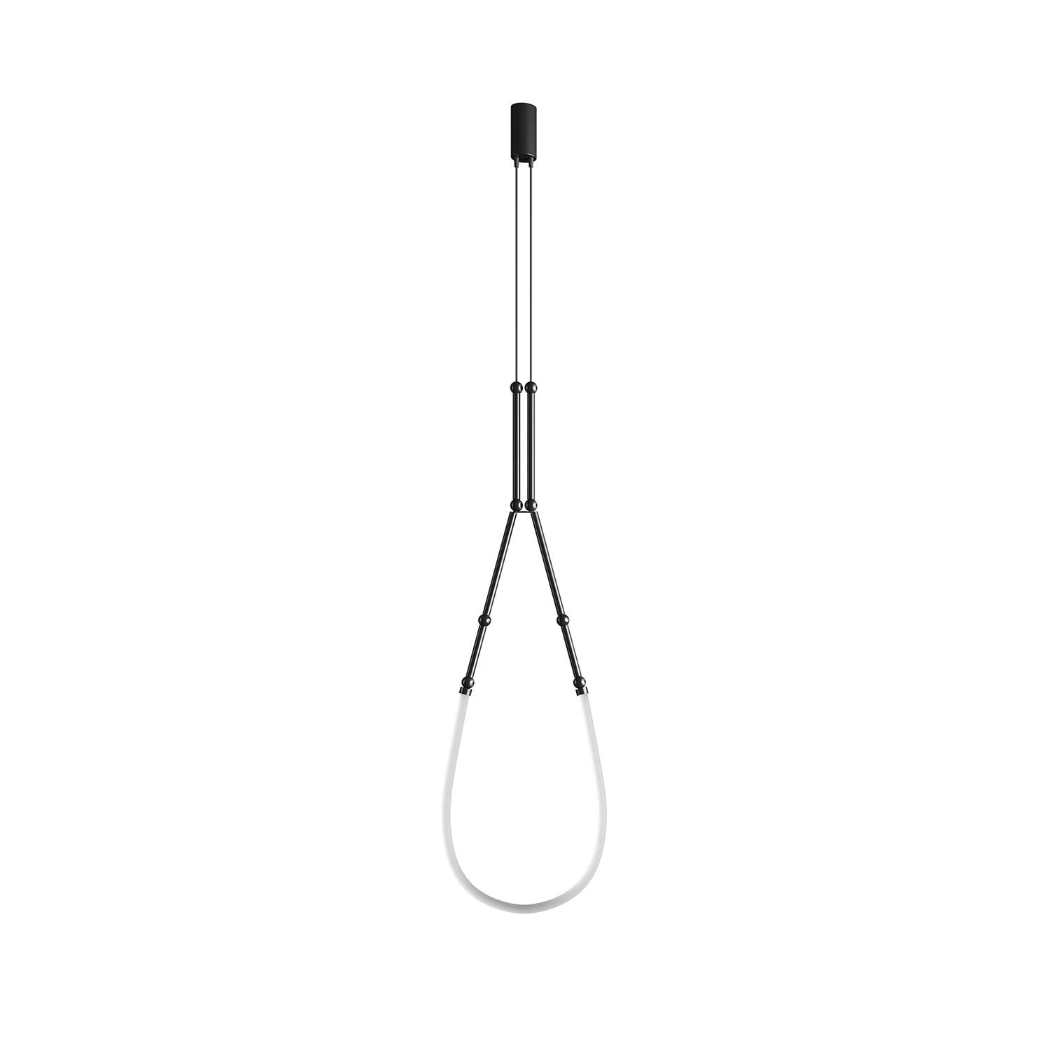 Leda Chandelier Model A Dia 17.3″ x H 66.9″ / Dia 44cm x H 170cm / Black / Warm Light Chandelier