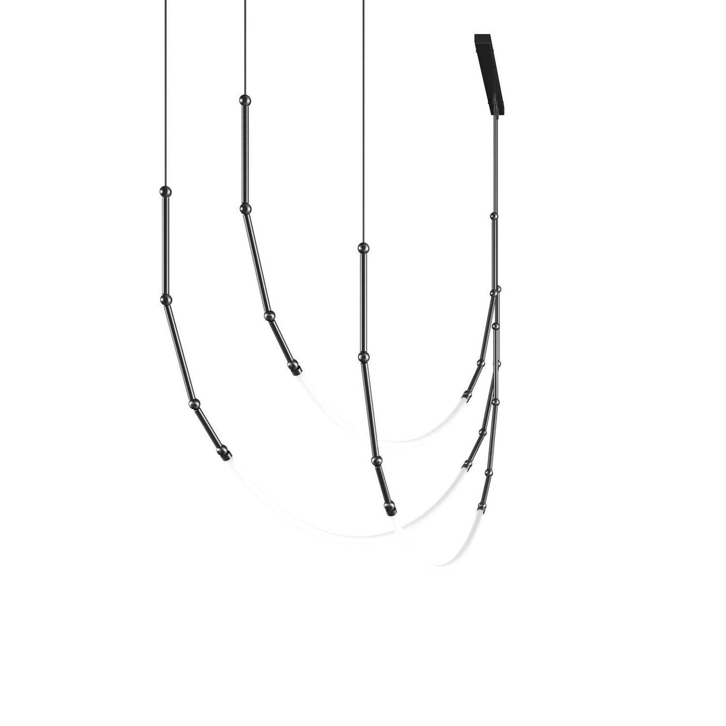 Leda Chandelier Model C Dia 47.2″ x H 63″ / Dia 120cm x H 160cm / Black / Warm Light Chandelier