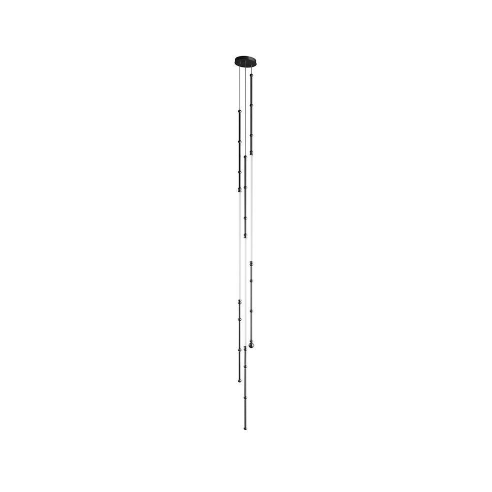 Leda Chandelier Model E Dia 7.9″ x H 98.4″ / Dia 20cm x H 250cm / Black / Warm Light Chandelier