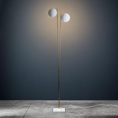 Giorgio Floor Light 2 heads L 11.8″ x H 68.9″ / L 30cm x H 175cm / White & Gold / US plug Floor lamp