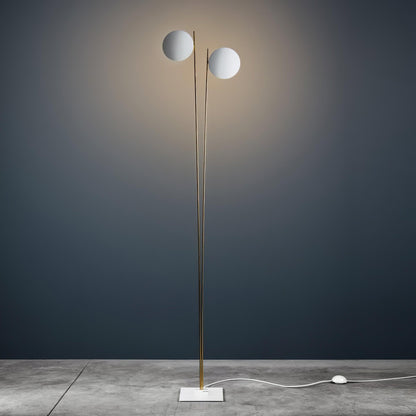 Giorgio Floor Light 2 heads L 11.8″ x H 68.9″ / L 30cm x H 175cm / White & Gold / EU plug Floor lamp