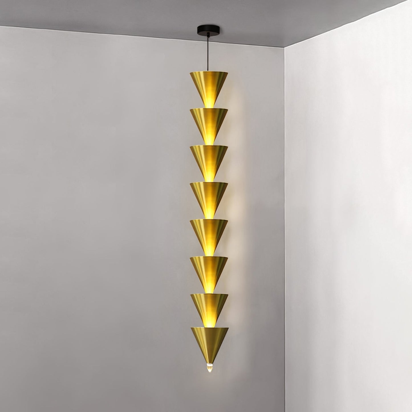 Legato Pendant Light 8 heads ? 6.7″ x H 43.3″ / Dia 17cm x H 110cm / Gold / Warm Light Pendant light