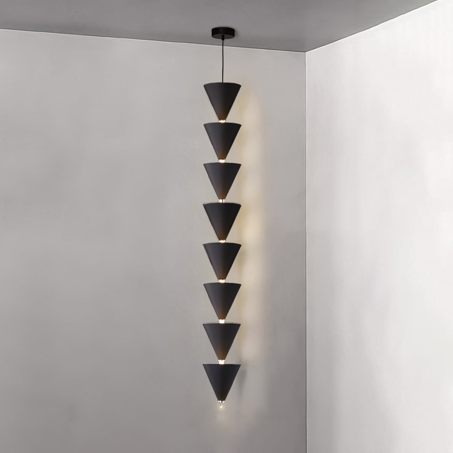 Legato Pendant Light 8 heads ? 6.7″ x H 43.3″ / Dia 17cm x H 110cm / Black / Warm Light Pendant light