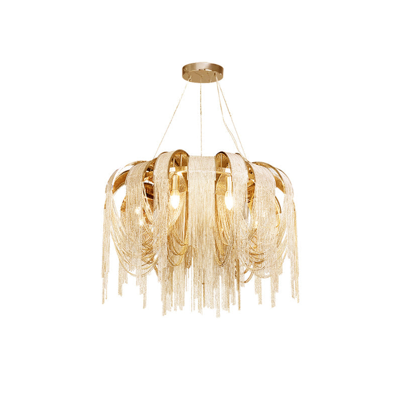 Length Chains Chandelier Round Dia 39.4″ x H 26.5″ / Dia 100cm x H 65cm / Gold Chandelier