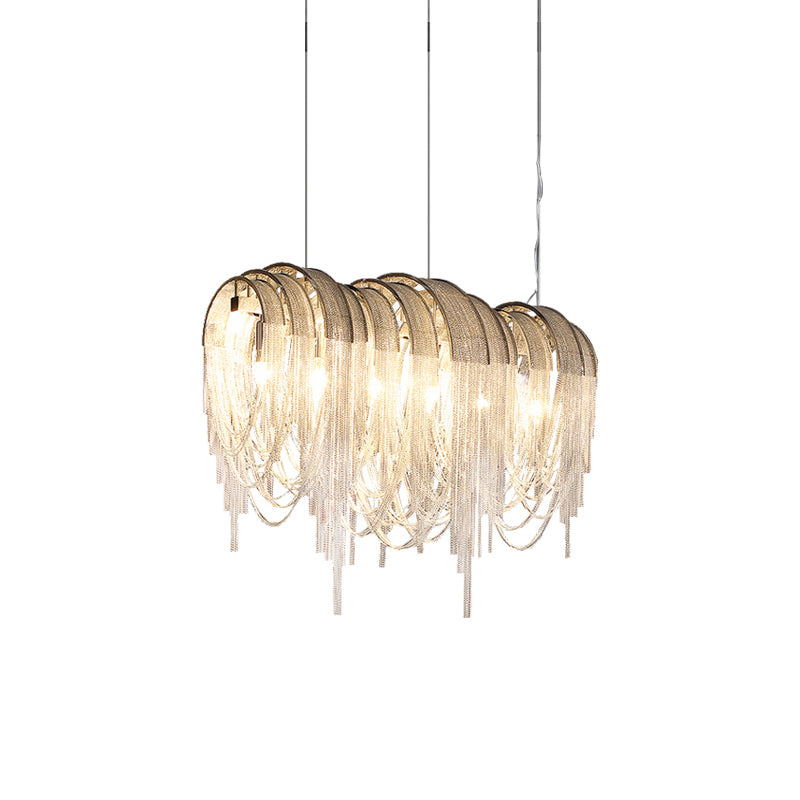 Length Chains Chandelier Long L 63.0″ x W 16.5″ x H 30.7″ / L 160cm x W 42cm x H 78cm / Chrome Chandelier