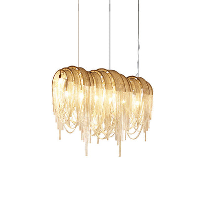 Length Chains Chandelier Long L 63.0″ x W 16.5″ x H 30.7″ / L 160cm x W 42cm x H 78cm / Gold Chandelier