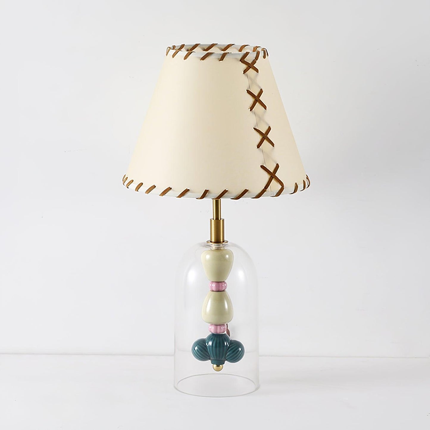 Lenny Bedside Table Lamp ? 9.8″ x H 18.1″ / Dia 25cm x H 46cm / Clear + Beige / US plug Table lamp