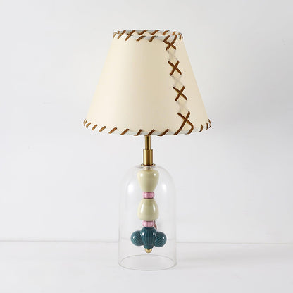 Lenny Bedside Table Lamp ? 9.8″ x H 18.1″ / Dia 25cm x H 46cm / Clear + Beige / US plug Table lamp