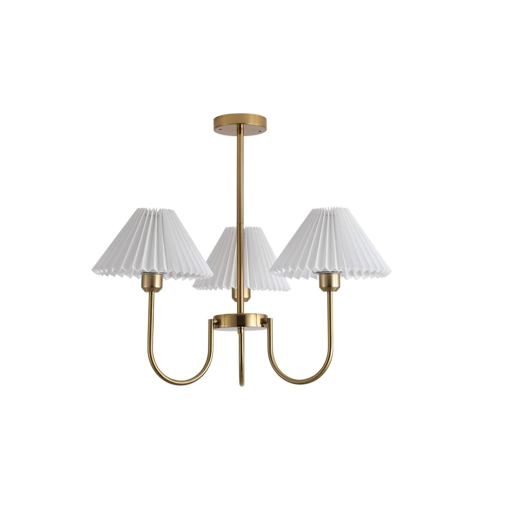 Lenore Pleated Chandelier 3 heads ? 24.4″ x H 22.8″ / Dia 62cm x H 58cm / Gold Chandelier