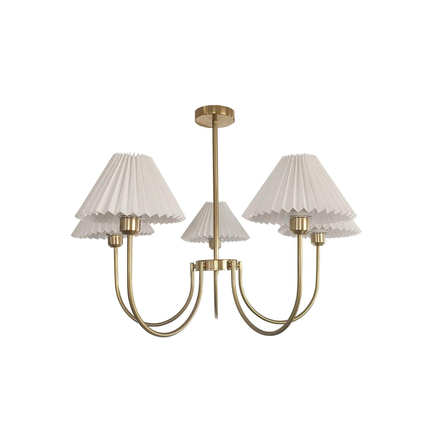 Lenore Pleated Chandelier 5 heads ? 34.6″ x H 23.6″ / Dia 88cm x H 60cm / Gold Chandelier