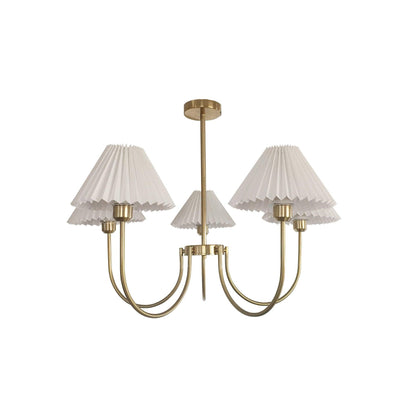 Lenore Pleated Chandelier 5 heads ? 34.6″ x H 23.6″ / Dia 88cm x H 60cm / Gold Chandelier