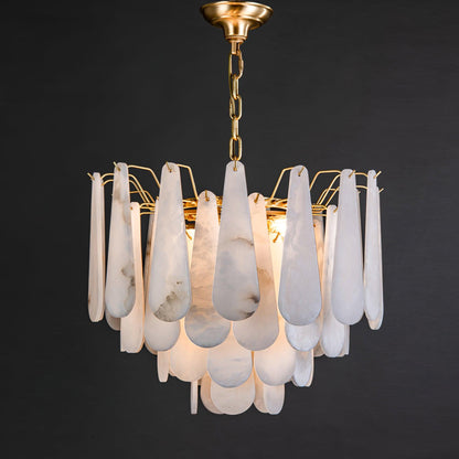 Leon Chandelier Φ 21.7″ x H 17.7″ / Dia 55cm x H 45cm / Brass + White Chandelier