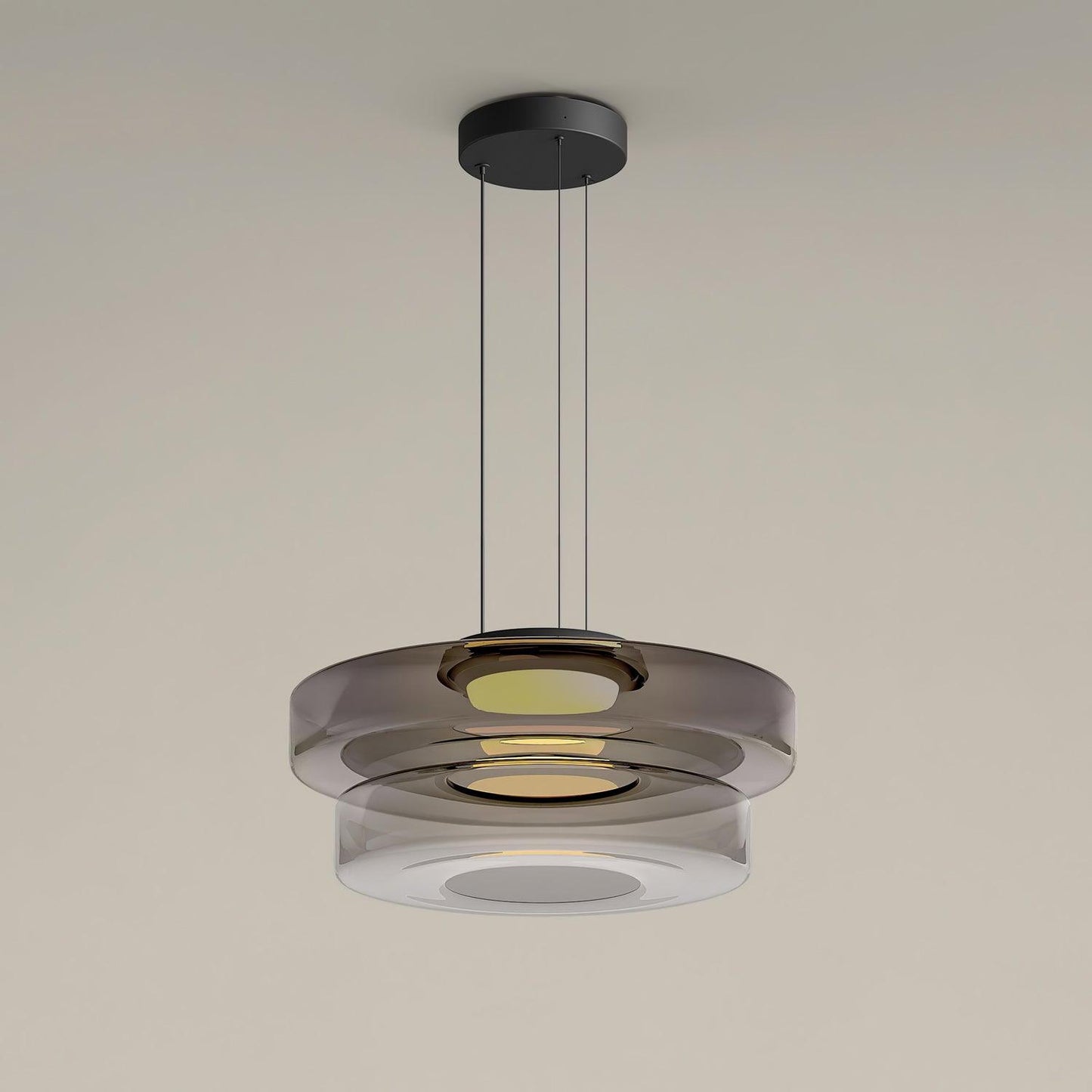 Levels Series Pendant Light Double layer ? 13.8″ x H 8.7″ / Dia 35cm x H 22cm / Smoke Grey / Warm Light Pendant light