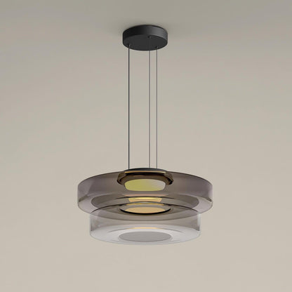 Levels Series Pendant Light Double layer ? 13.8″ x H 8.7″ / Dia 35cm x H 22cm / Smoke Grey / Warm Light Pendant light