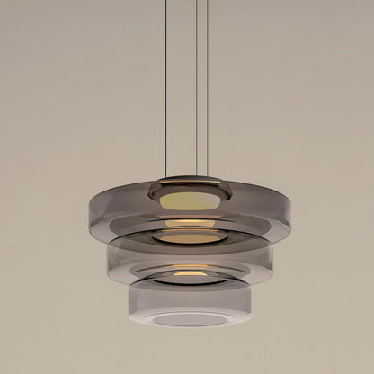 Levels Series Pendant Light Three layer ? 17.7″ x H 13″ / Dia 45cm x H 33cm / Smoke Grey / Warm Light Pendant light