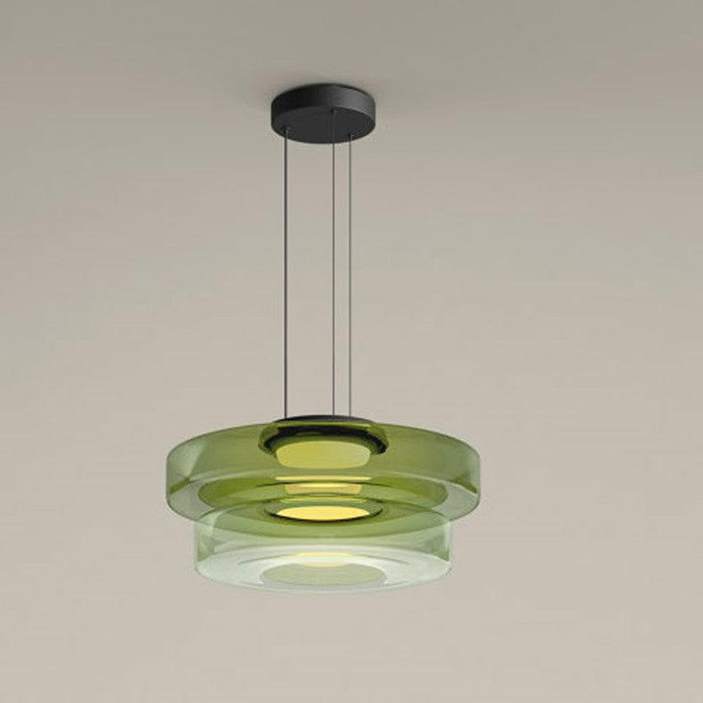 Levels Series Pendant Light Double layer ? 13.8″ x H 8.7″ / Dia 35cm x H 22cm / Green / Warm Light Pendant light