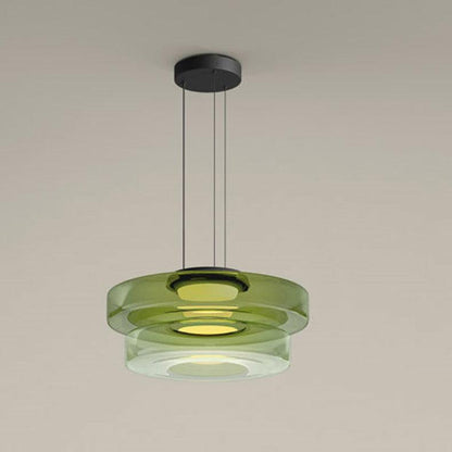 Levels Series Pendant Light Double layer ? 13.8″ x H 8.7″ / Dia 35cm x H 22cm / Green / Warm Light Pendant light