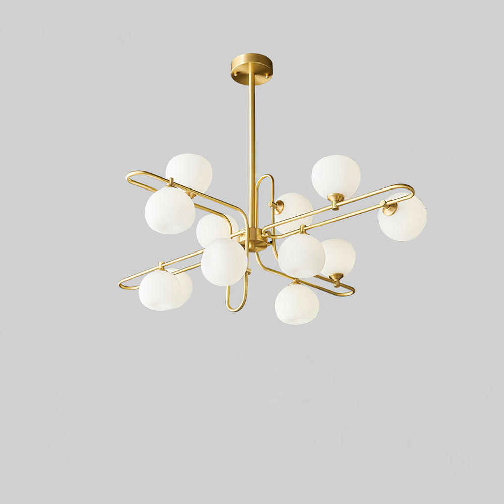 Lexington Chandelier 12 Heads ? 39.4″ x H 16.9″/ Dia 100cm x H 43cm / Brass & White Chandelier