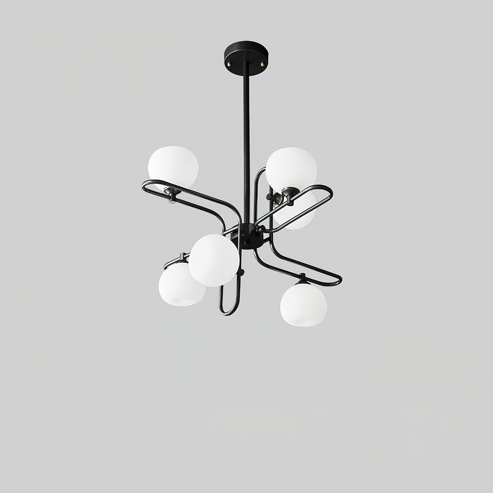 Lexington Chandelier 6 Heads ? 24.8″ x H 6.9″/ Dia 63cm x H 43cm / Black & White Chandelier