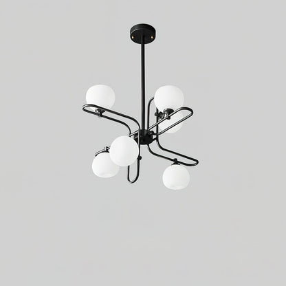 Lexington Chandelier 6 Heads ? 24.8″ x H 6.9″/ Dia 63cm x H 43cm / Black & White Chandelier