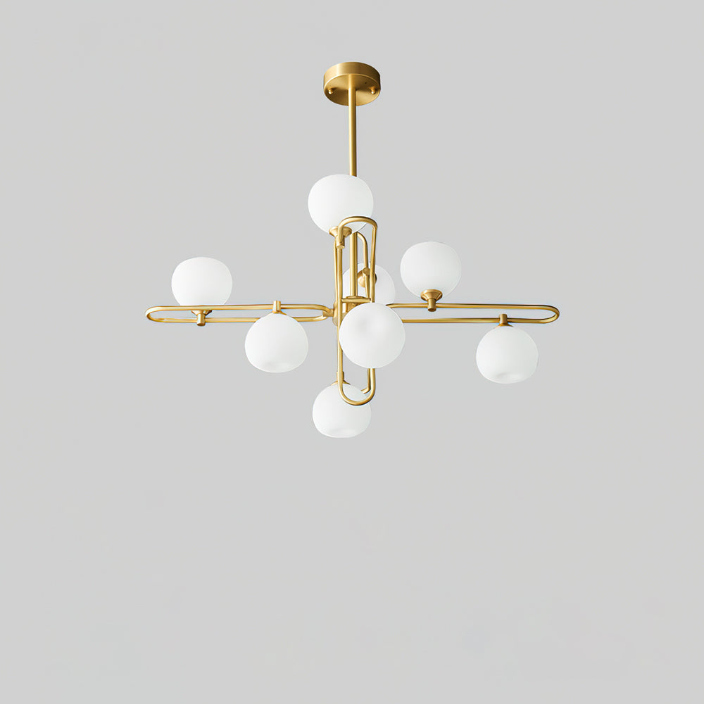 Lexington Chandelier 8 Heads ? 31.5″ x H 16.9″/ Dia 80cm x H 43cm / Brass & White Chandelier