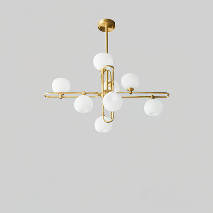 Lexington Chandelier 8 Heads ? 31.5″ x H 16.9″/ Dia 80cm x H 43cm / Brass & White Chandelier
