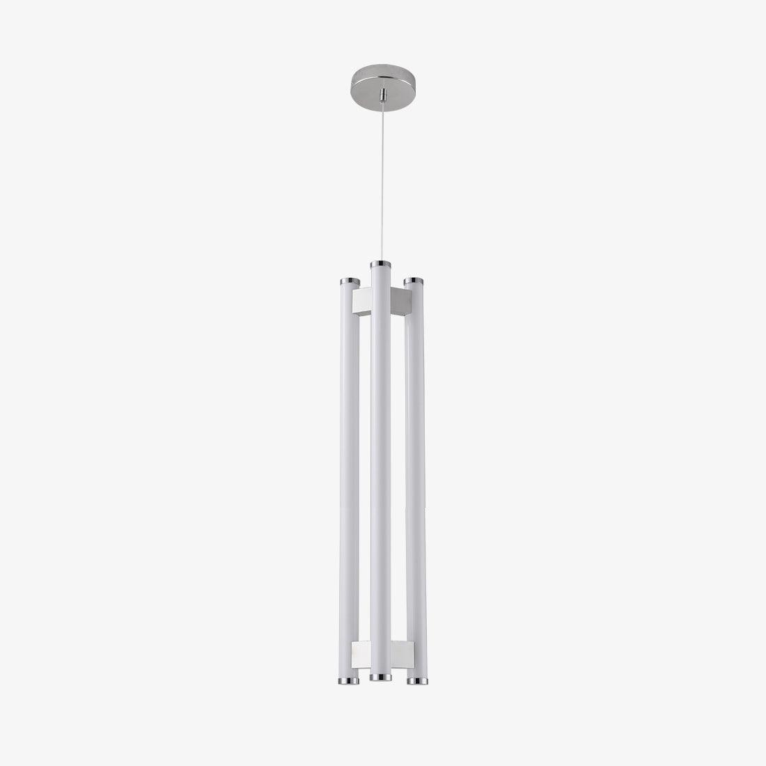 Lia Pendant Light Dia 7.1″ x H 31.5″ / Dia 18cm x H 80cm / Chrome and White / Warm Light Pendant light