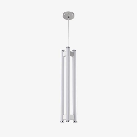 Lia Pendant Light Dia 7.1″ x H 31.5″ / Dia 18cm x H 80cm / Chrome and White / Warm Light Pendant light