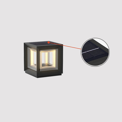Light Cube Outdoor Post Light L 9.8″ x W 9.8″ x H 10.2″ / L 25cm x W 25cm x H 26cm / Model B: Solar-Powered Version