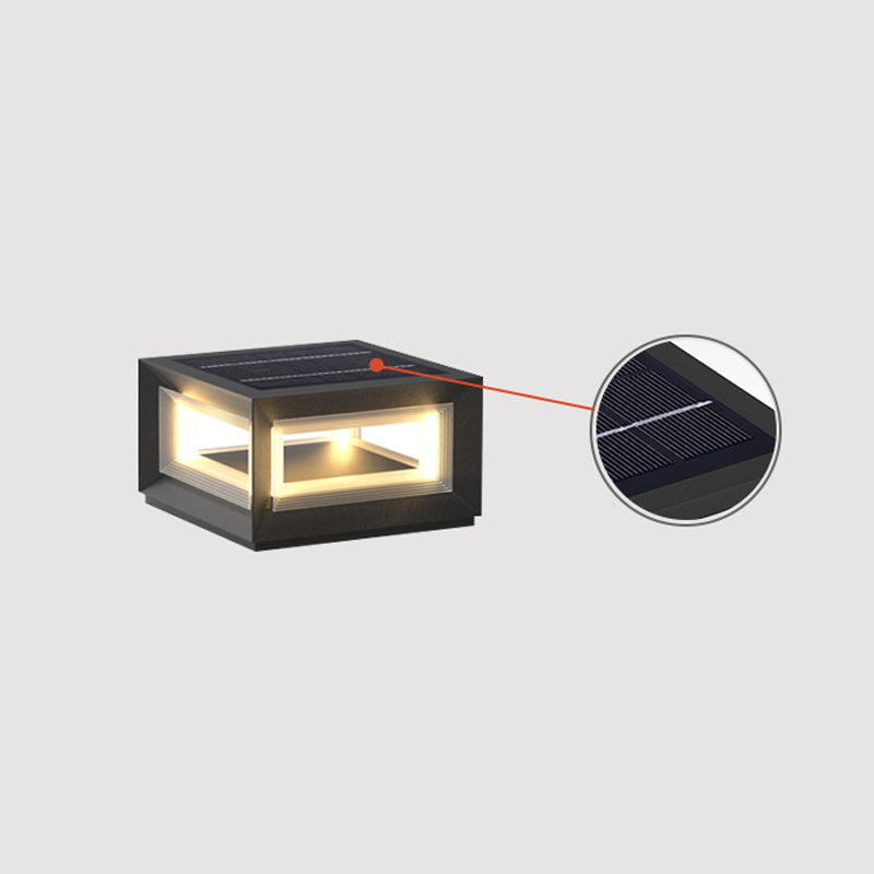 Light Cube Outdoor Post Light L 9.8″ x W 9.8″ x H 5.5″ / L 25cm x W 25cm x H 14cm / Model B: Solar-Powered Version