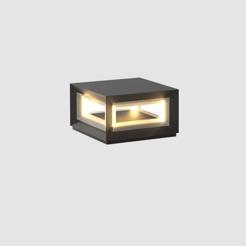 Light Cube Outdoor Post Light L 9.8″ x W 9.8″ x H 5.5″ / L 25cm x W 25cm x H 14cm / Model A: Wired Version / Warm Light