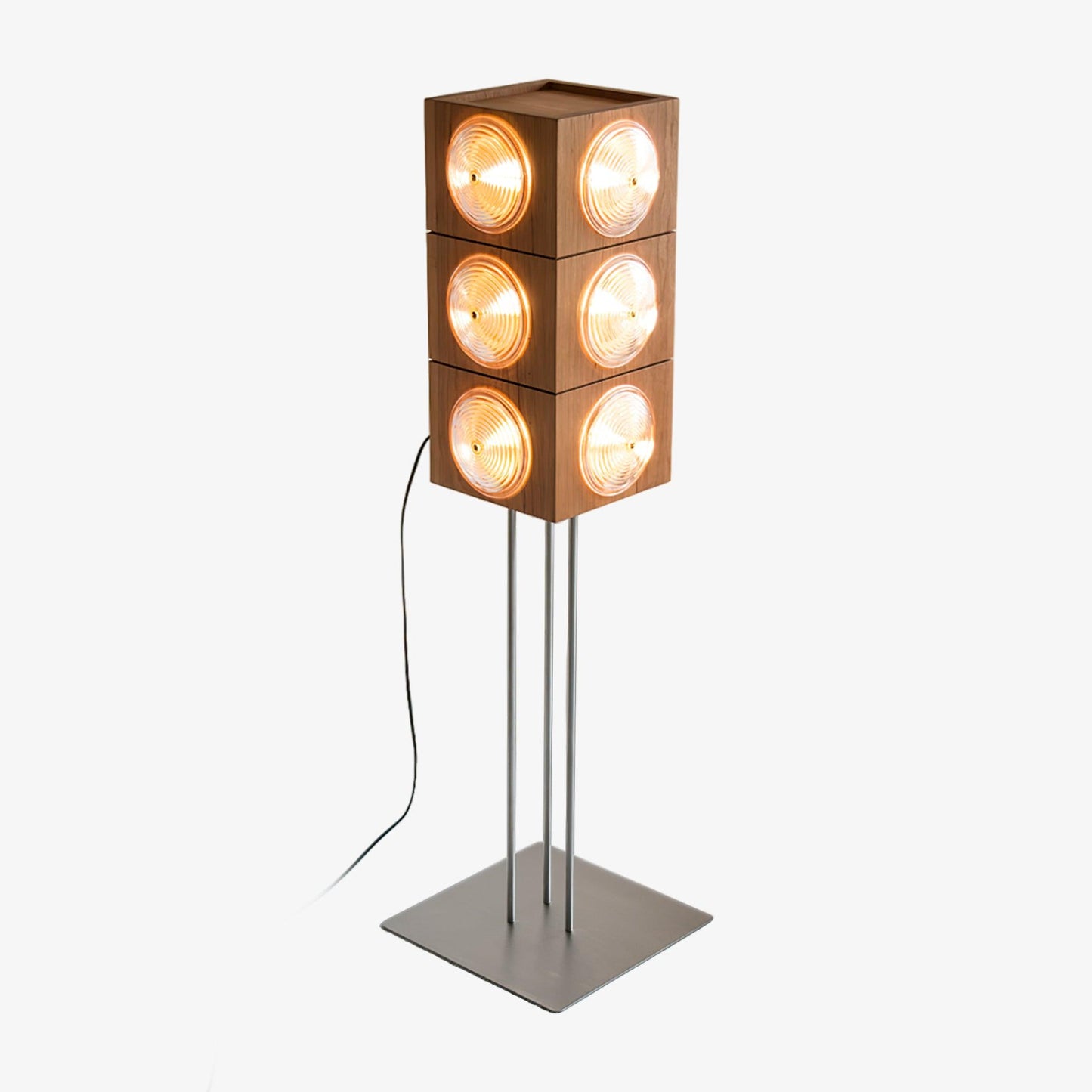 Cinematic Lightbox Camera Floor Lamp L 14.2″ x W 14.2″ x H 59″ / L 36cm x W 36cm x H 150cm / Cherry Wood Color &