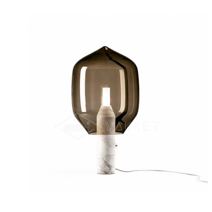 Lighthouse Table Lamp Dia 8.7″ x H 18.9″ / Dia 22cm x H 48cm / White Marble + Smoked Glass / US Plug Table lamp
