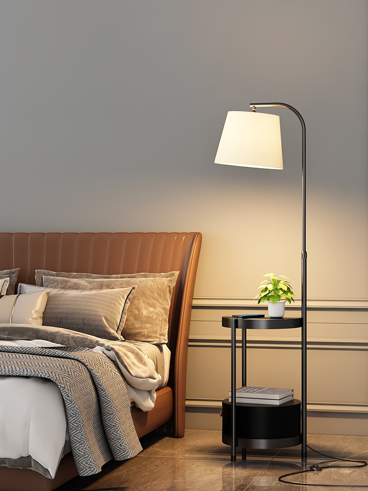 Lilah Floor Lamp ? 13.8″ x H 63″ / Dia 35cm x H 160cm (with drawer) / Black & White / US plug Floor lamp
