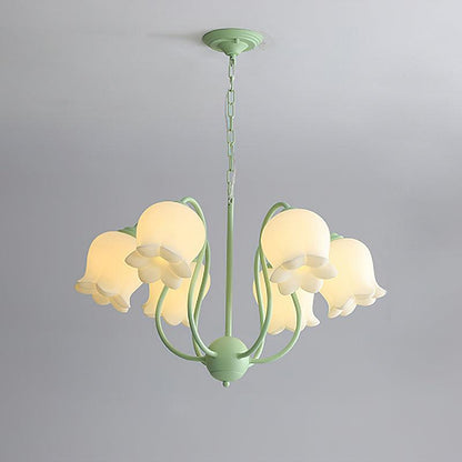 Lilium Chandelier 6 Heads ? 29.9″ x H 17.7″ / Dia 76cm x H 45cm / Green & White Chandelier