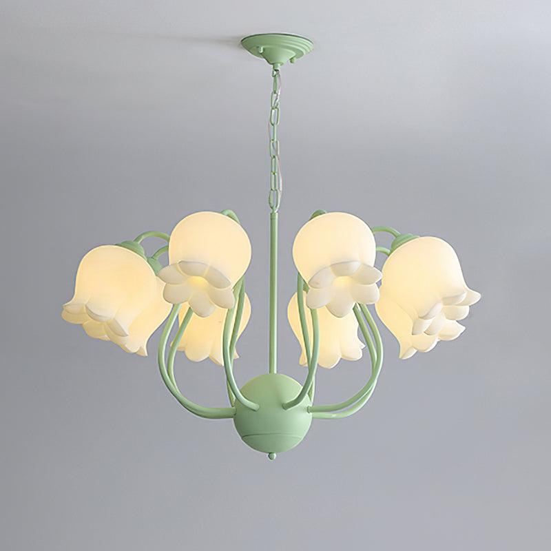 Lilium Chandelier 8 Heads ? 31.5″ x H 18.9″ / Dia 80cm x H 48cm / Green & White Chandelier