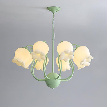 Lilium Chandelier 8 Heads ? 31.5″ x H 18.9″ / Dia 80cm x H 48cm / Green & White Chandelier