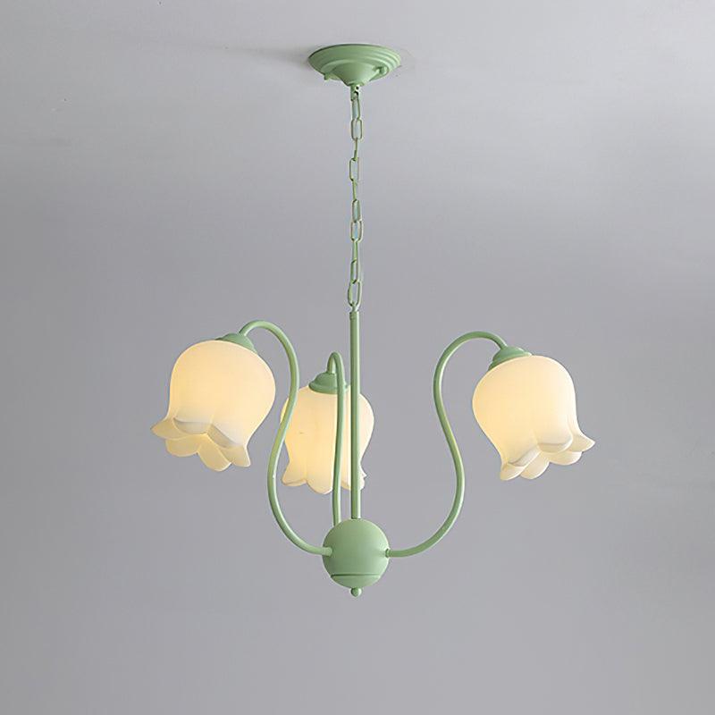 Lilium Chandelier 3 Heads ? 26″ x H 16.5″ / Dia 66cm x H 42cm / Green & White Chandelier