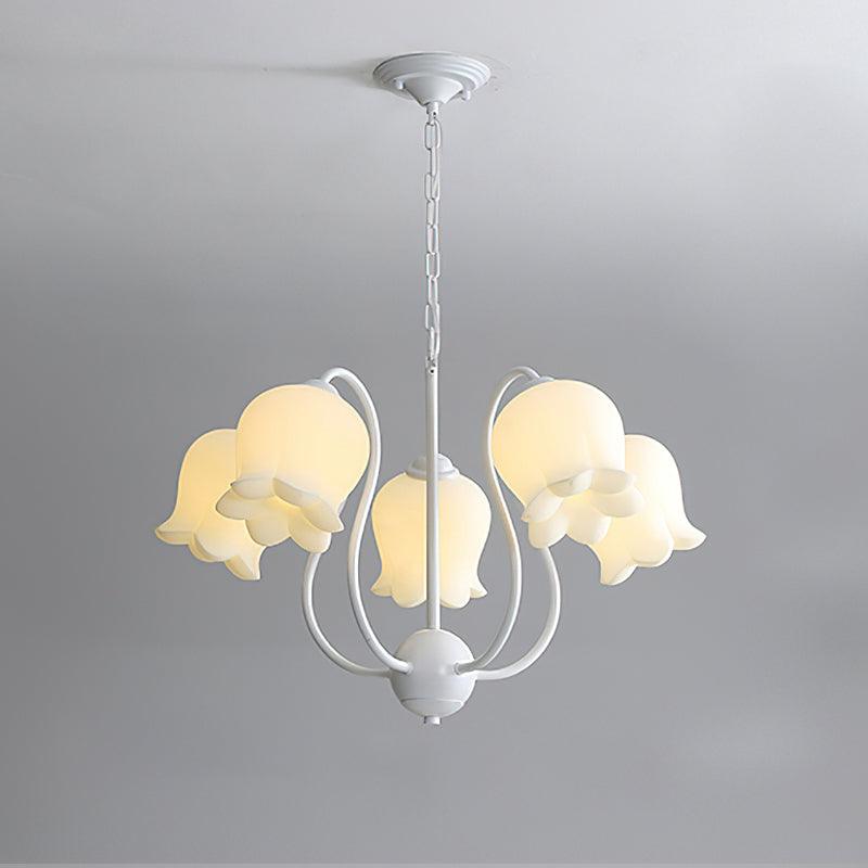 Lilium Chandelier 5 Heads ? 26″ x H 16.5″ / Dia 66cm x H 42cm / White & White Chandelier