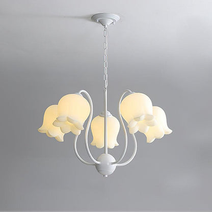 Lilium Chandelier 5 Heads ? 26″ x H 16.5″ / Dia 66cm x H 42cm / White & White Chandelier