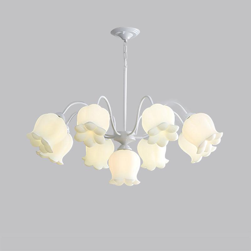 Lilium Cluster Chandelier 8 + 1 Heads ? 35.4″ x H 15″ / Dia 90cm x H 38cm / White & White Chandelier